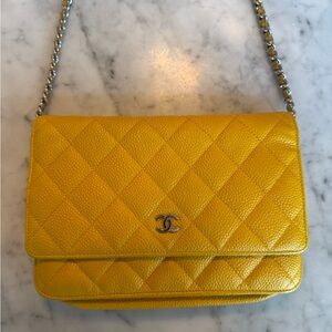 Chanel Wallet on Chain in Yellow Caviar